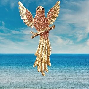 Pink Rhinestone Bird Brooch